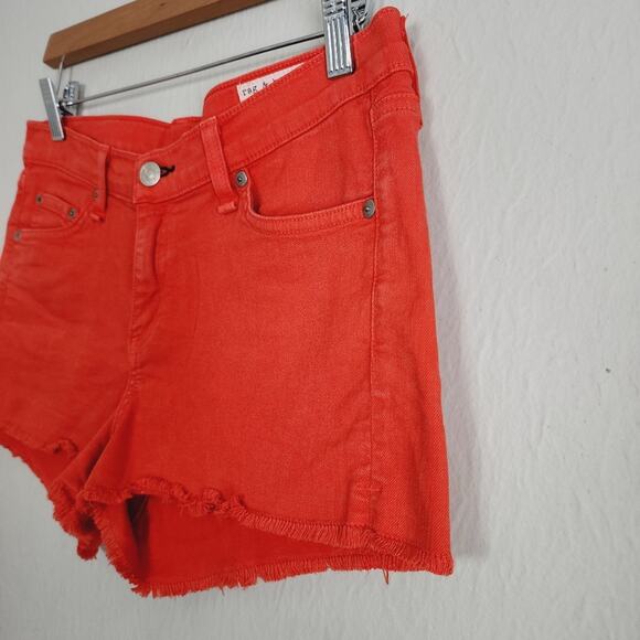 Rag & Bone Red Fire Engine Mila Denim Cut Off Jean Shorts - Picture 3 of 9